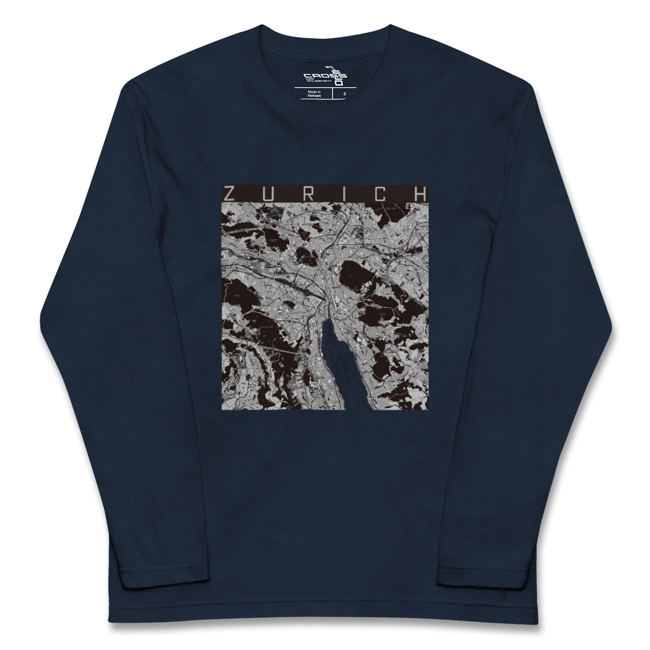 【チューリッヒ(スイス)】地図柄ロングスリーブTシャツ