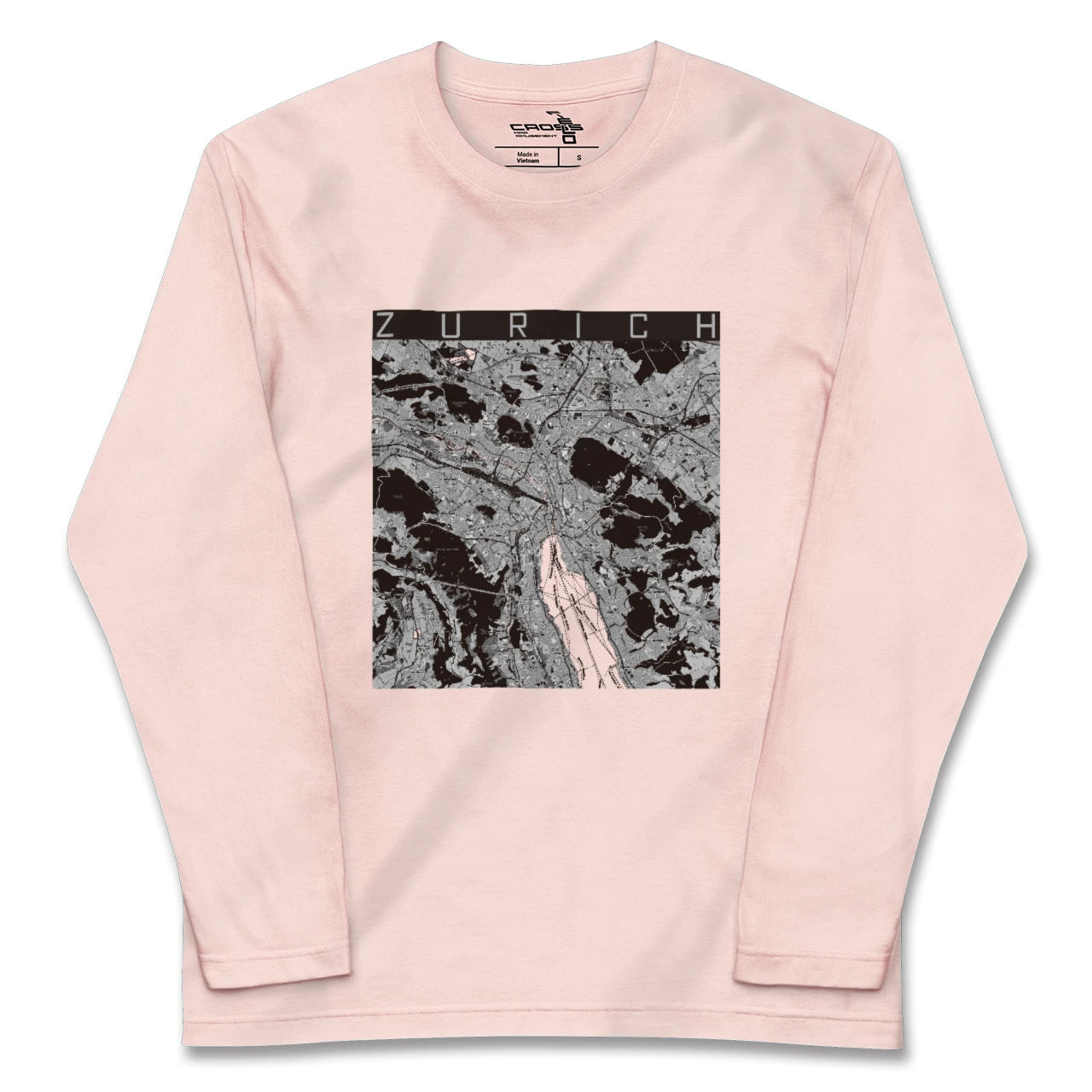 【チューリッヒ(スイス)】地図柄ロングスリーブTシャツ