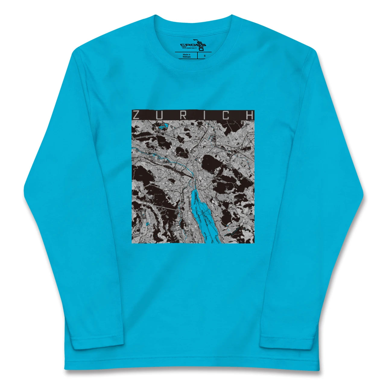 【チューリッヒ(スイス)】地図柄ロングスリーブTシャツ