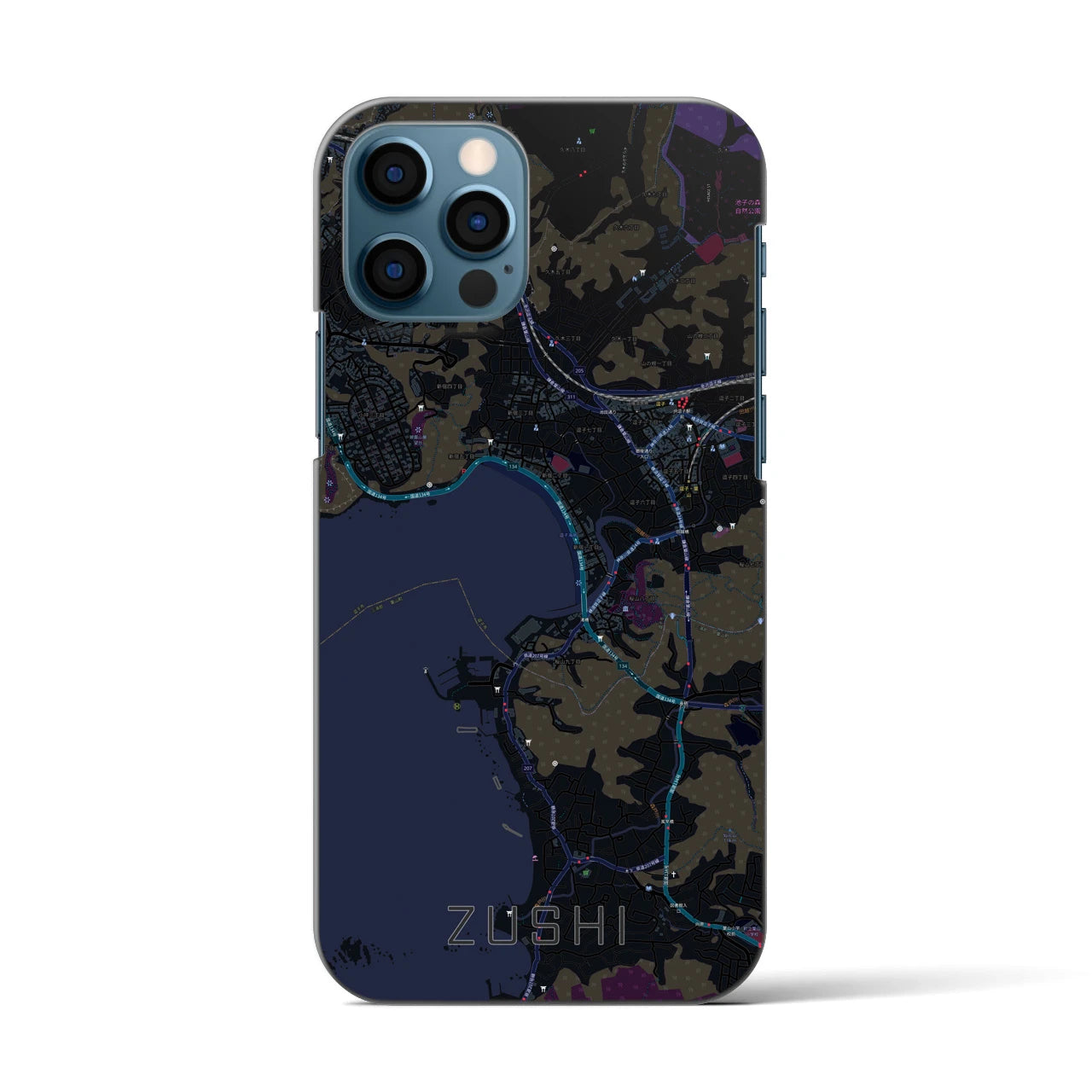 【逗子(神奈川県)】地図柄iPhoneケース(バックカバータイプ)