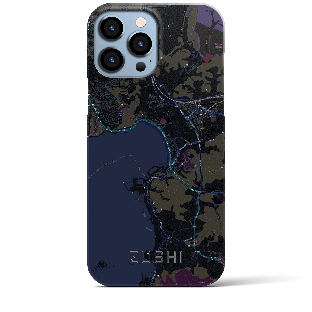 【逗子(神奈川県)】地図柄iPhoneケース(バックカバータイプ)