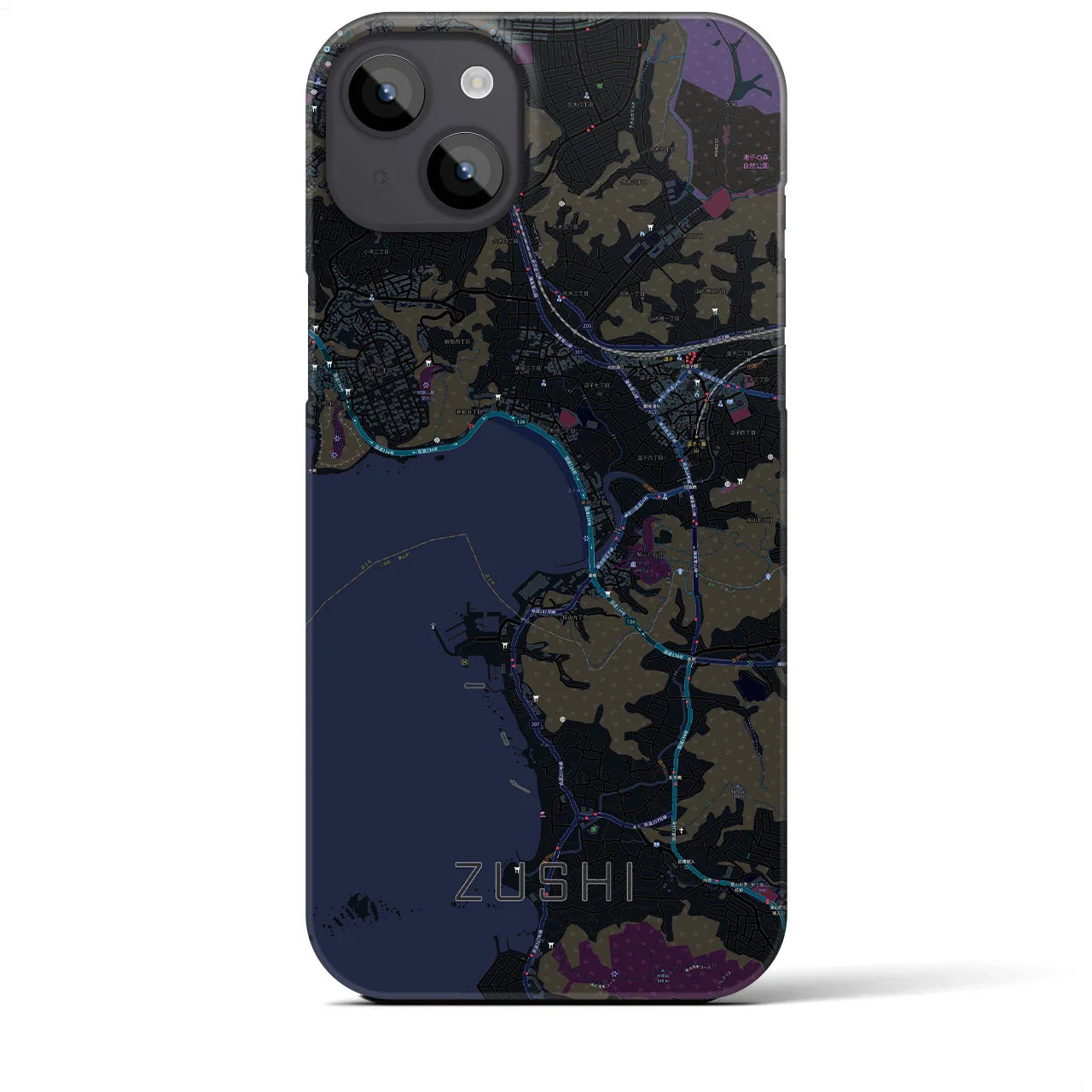【逗子(神奈川県)】地図柄iPhoneケース(バックカバータイプ)