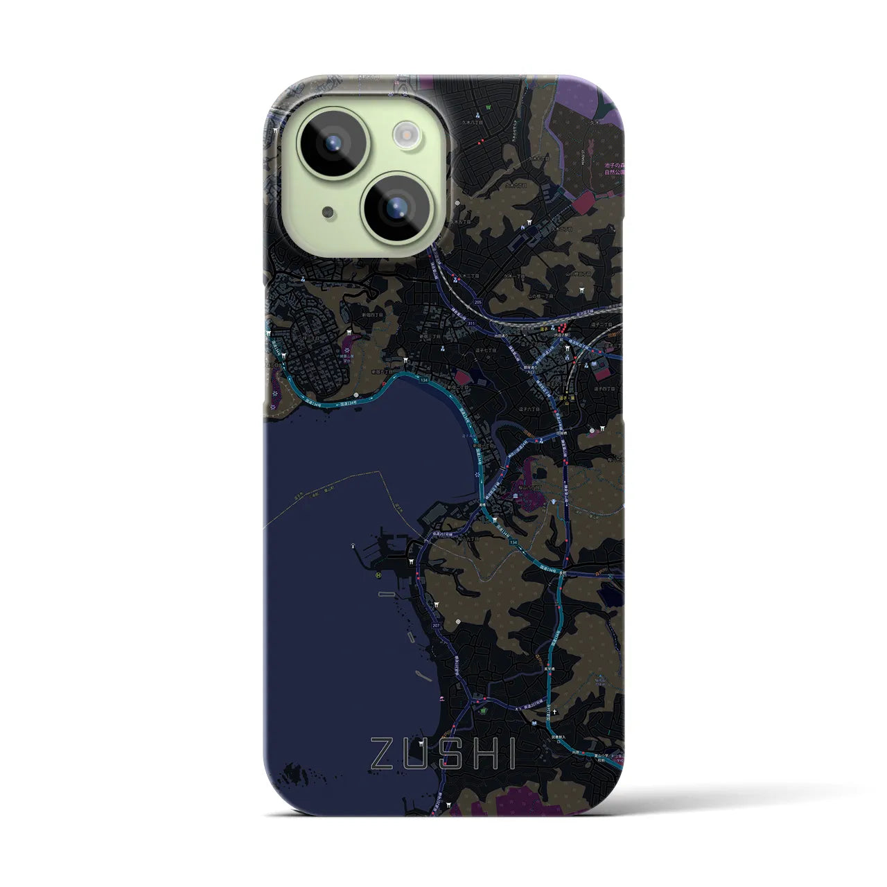 【逗子(神奈川県)】地図柄iPhoneケース(バックカバータイプ)
