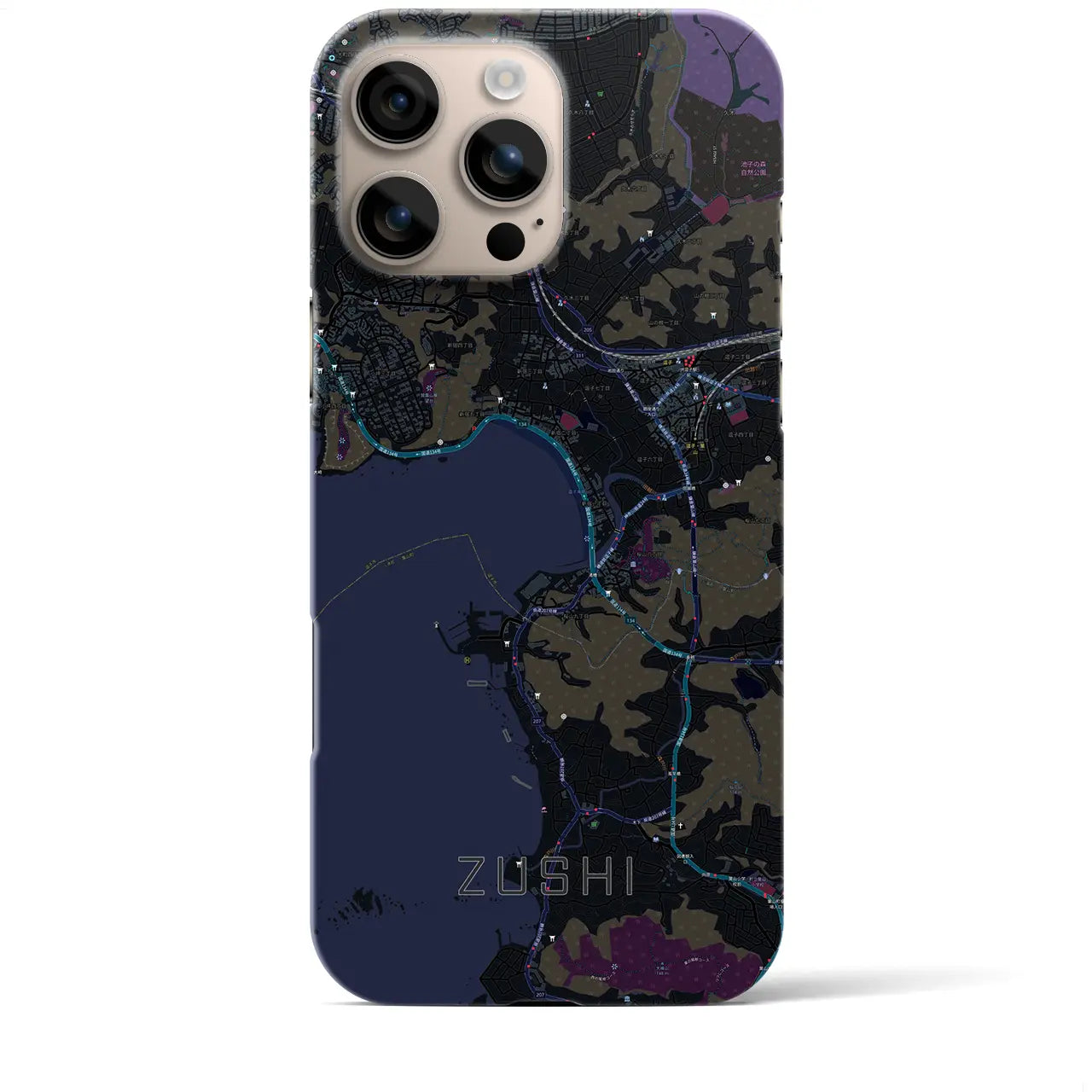 【逗子(神奈川県)】地図柄iPhoneケース(バックカバータイプ)