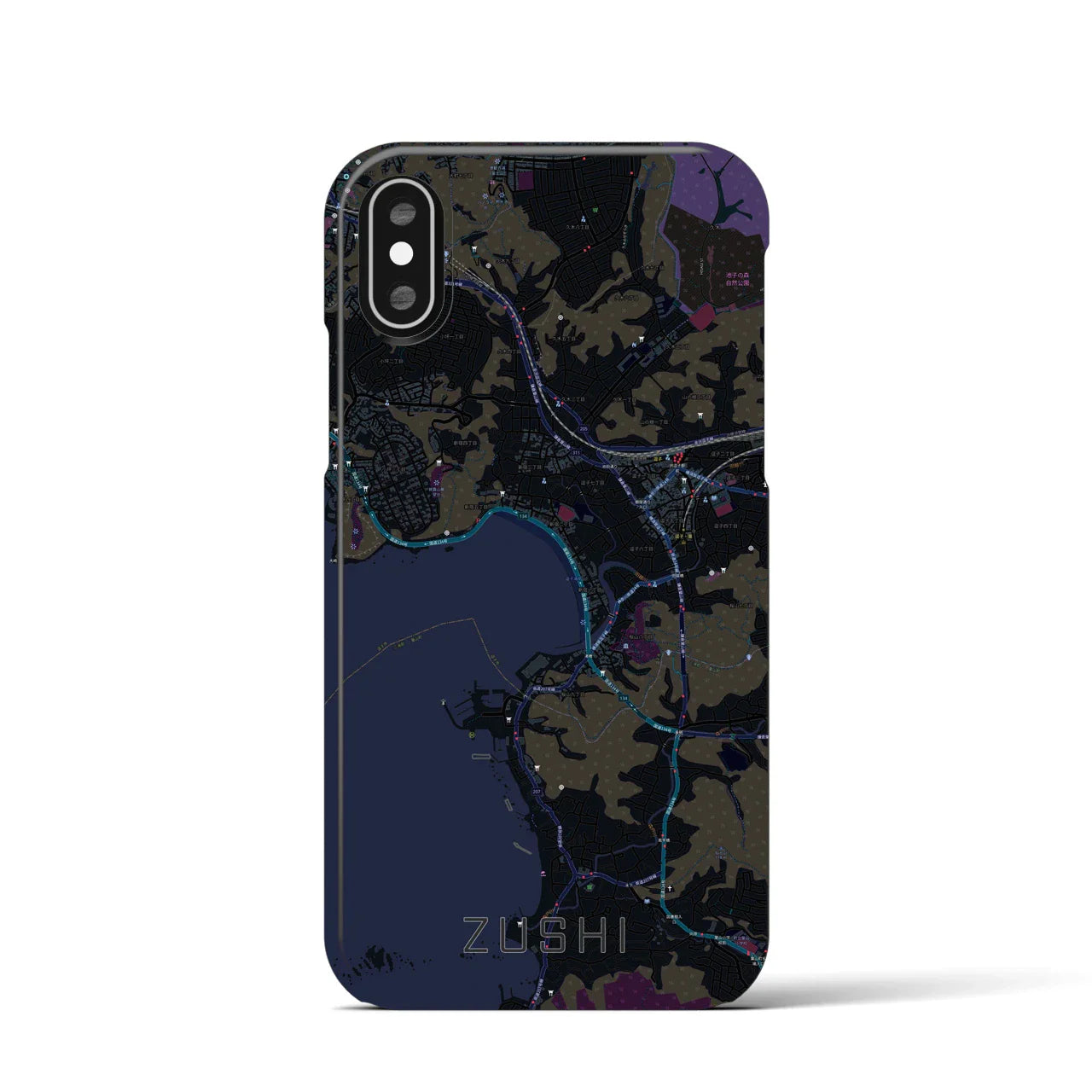 【逗子(神奈川県)】地図柄iPhoneケース(バックカバータイプ)