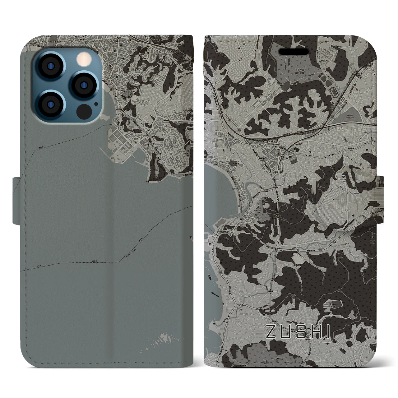 【逗子(神奈川県)】地図柄iPhoneケース(手帳タイプ)