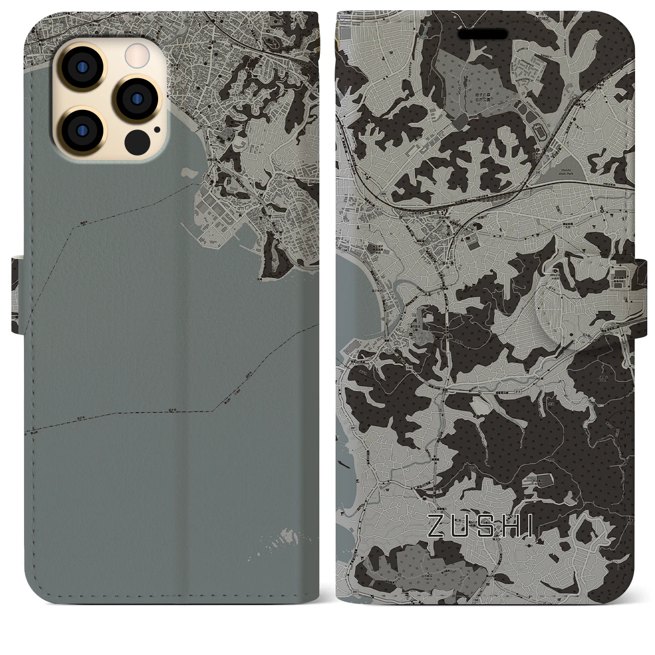 【逗子(神奈川県)】地図柄iPhoneケース(手帳タイプ)