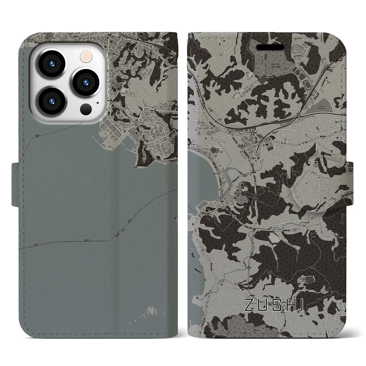 【逗子(神奈川県)】地図柄iPhoneケース(手帳タイプ)