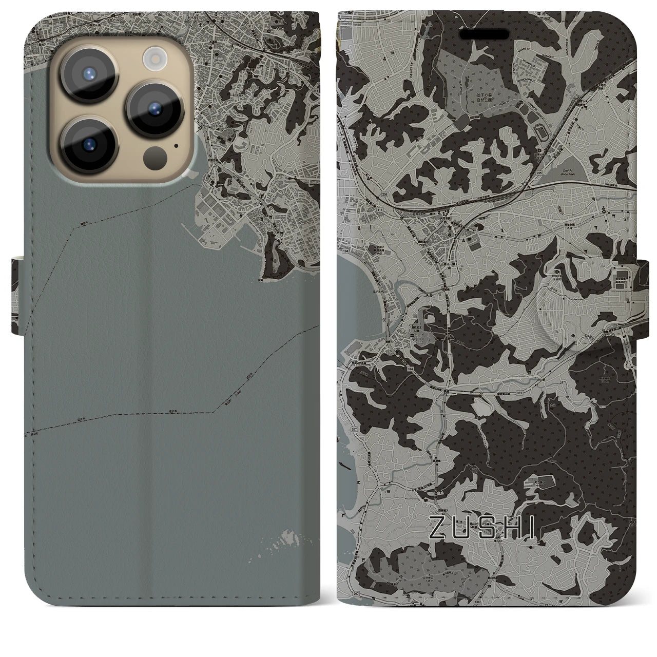 【逗子(神奈川県)】地図柄iPhoneケース(手帳タイプ)