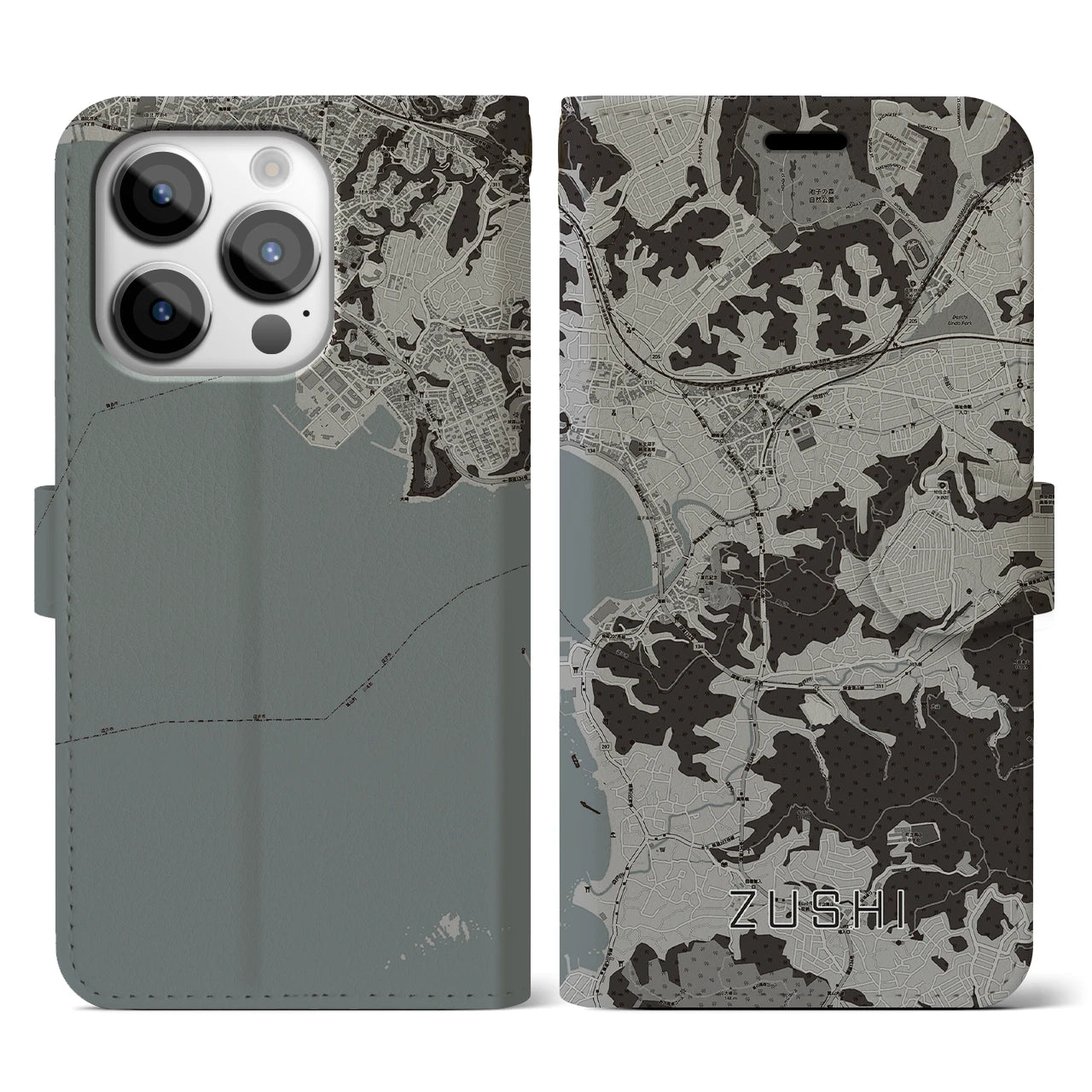 【逗子(神奈川県)】地図柄iPhoneケース(手帳タイプ)