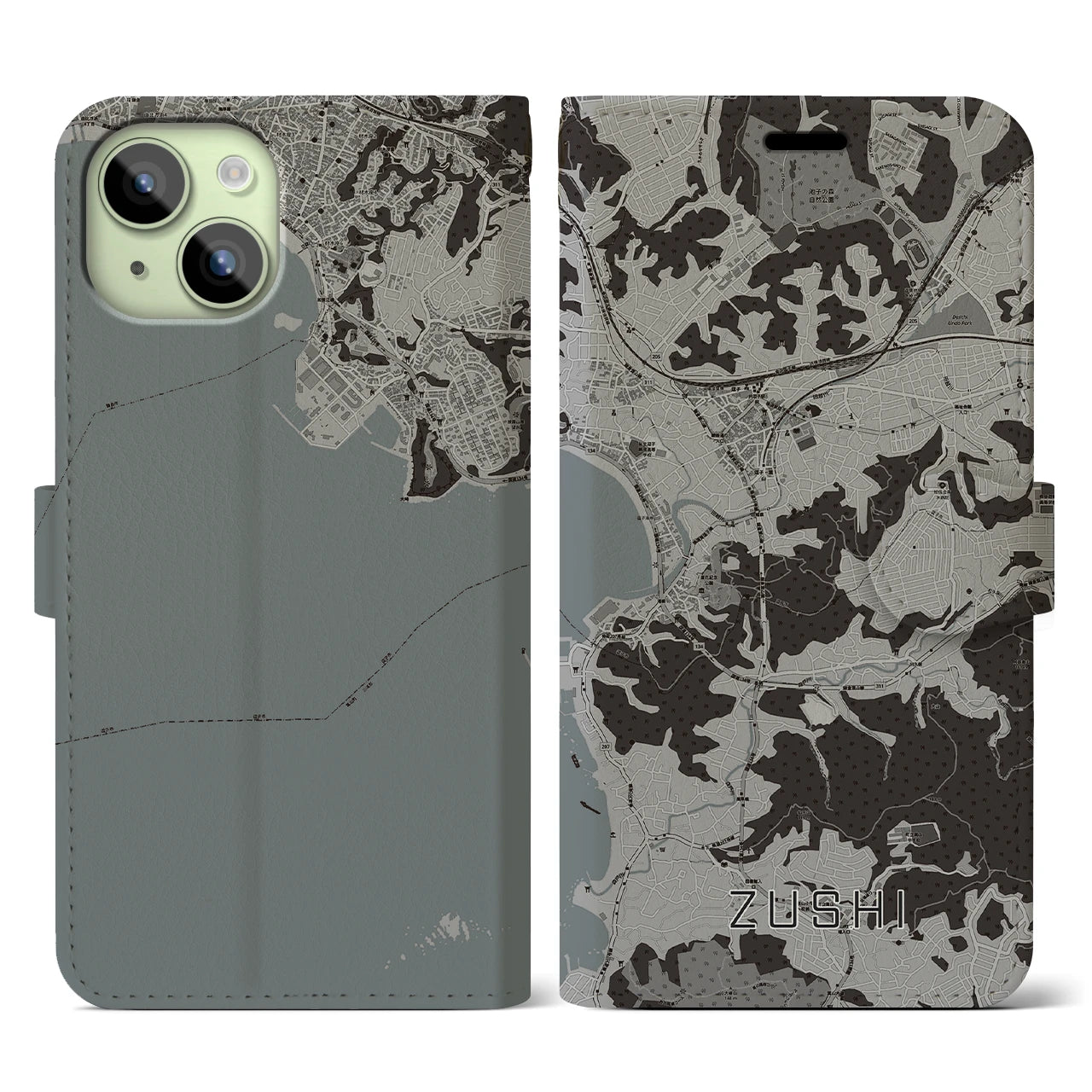 【逗子(神奈川県)】地図柄iPhoneケース(手帳タイプ)