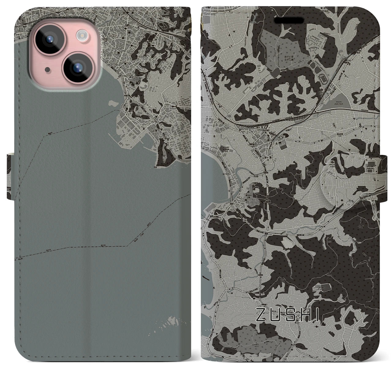 【逗子(神奈川県)】地図柄iPhoneケース(手帳タイプ)