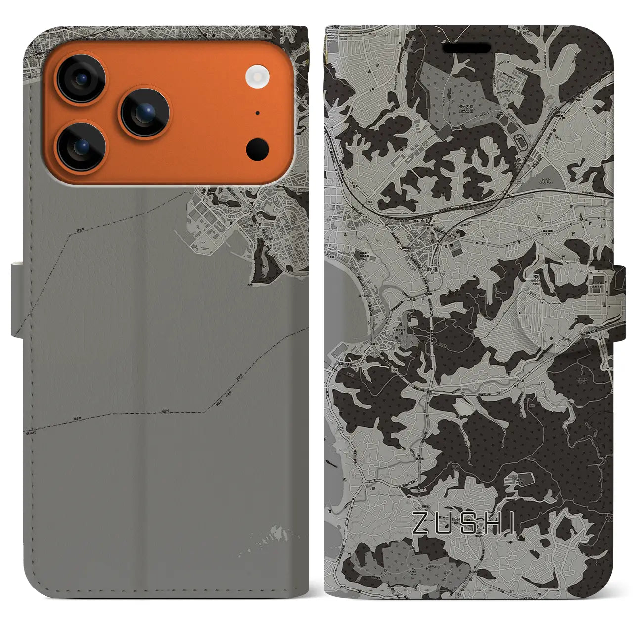 【逗子(神奈川県)】地図柄iPhoneケース(手帳タイプ)