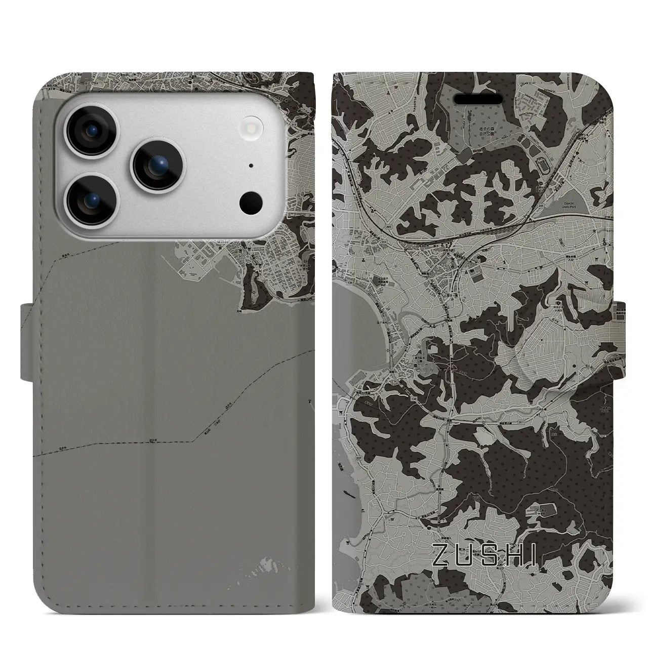 【逗子(神奈川県)】地図柄iPhoneケース(手帳タイプ)