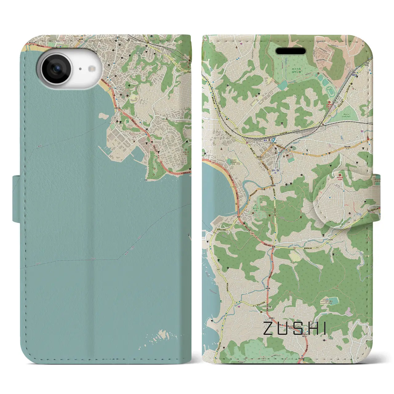 【逗子(神奈川県)】地図柄iPhoneケース(手帳タイプ)