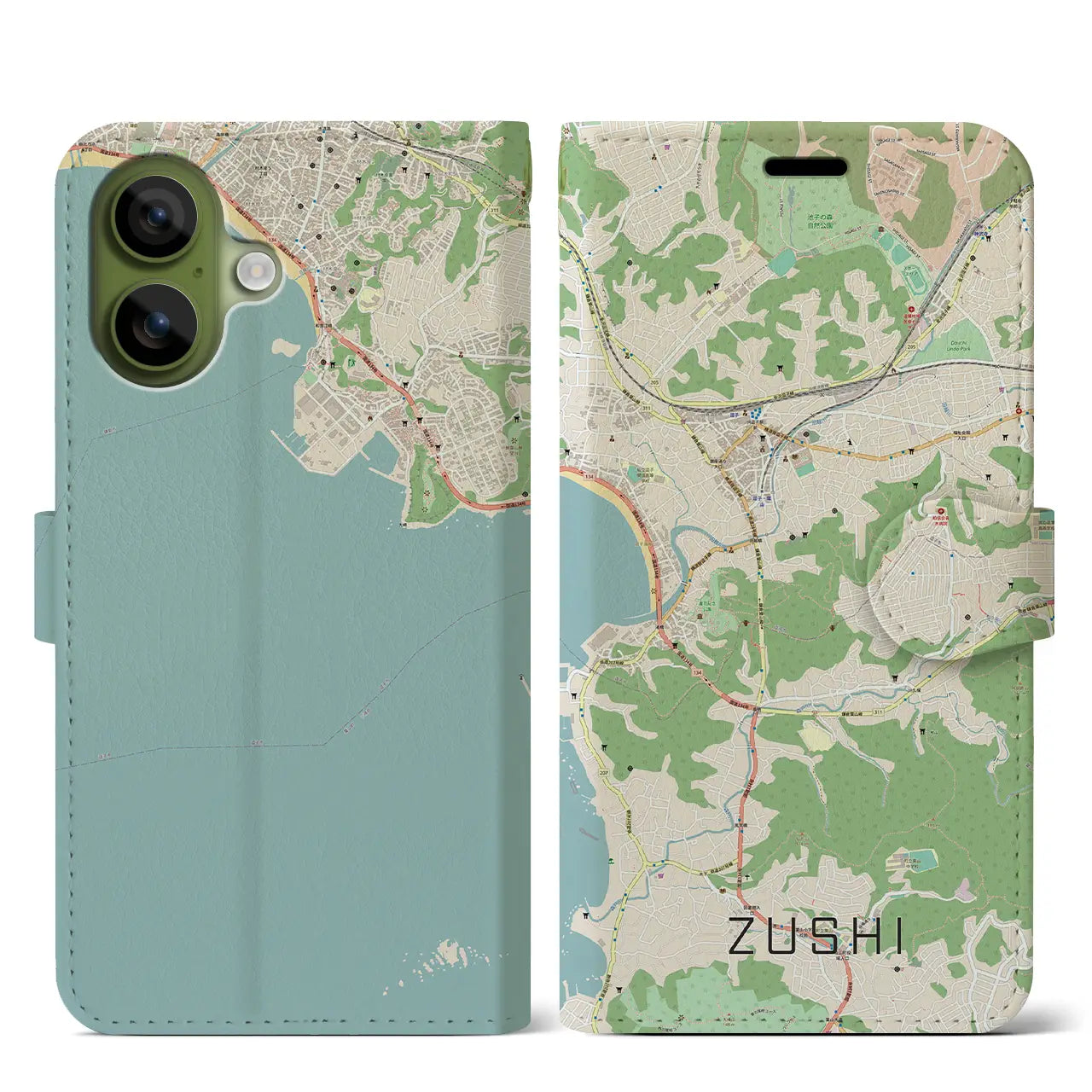 【逗子(神奈川県)】地図柄iPhoneケース(手帳タイプ)