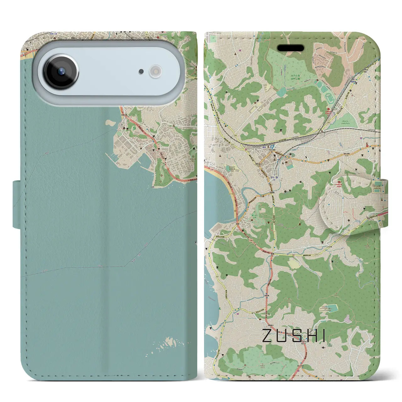 【逗子(神奈川県)】地図柄iPhoneケース(手帳タイプ)