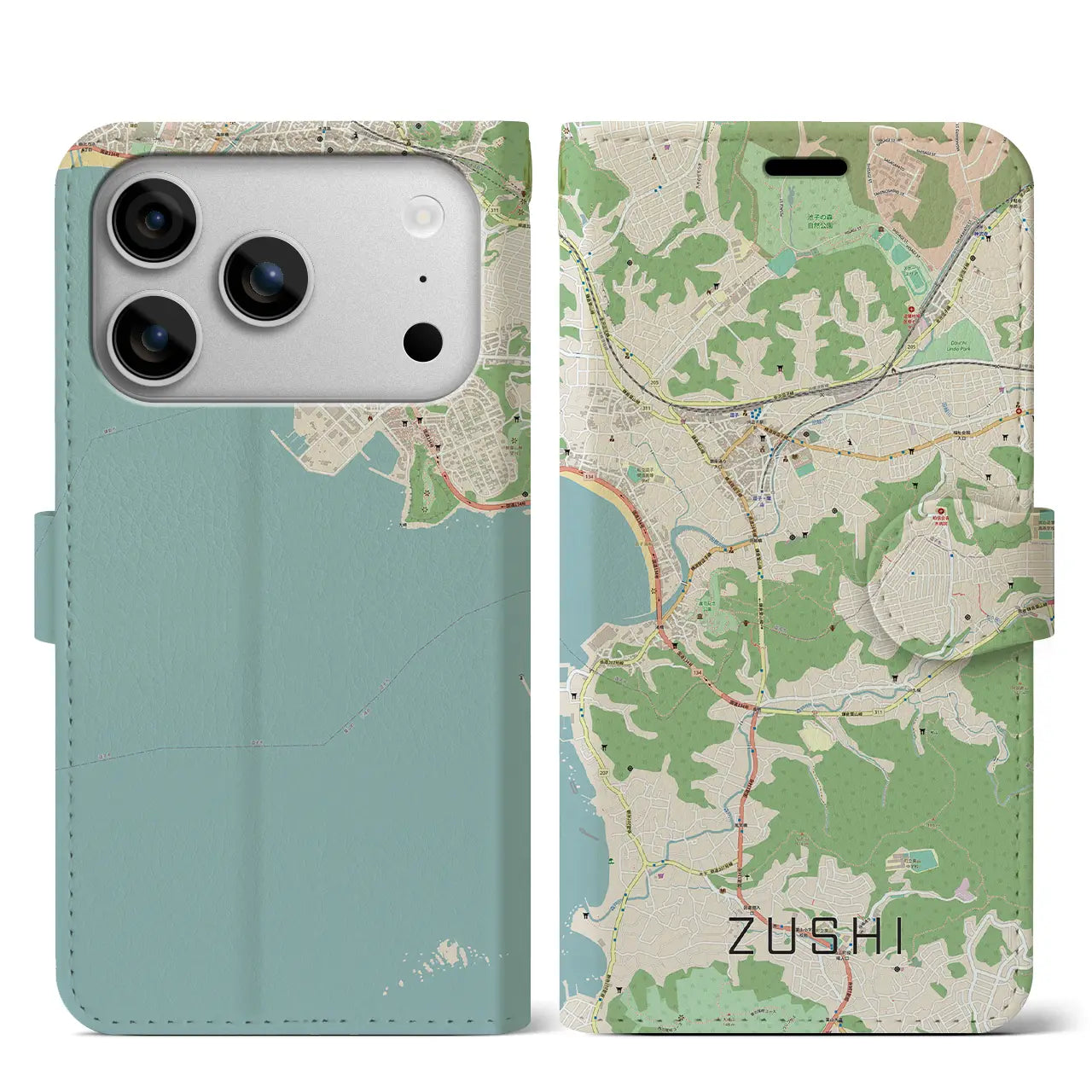 【逗子(神奈川県)】地図柄iPhoneケース(手帳タイプ)