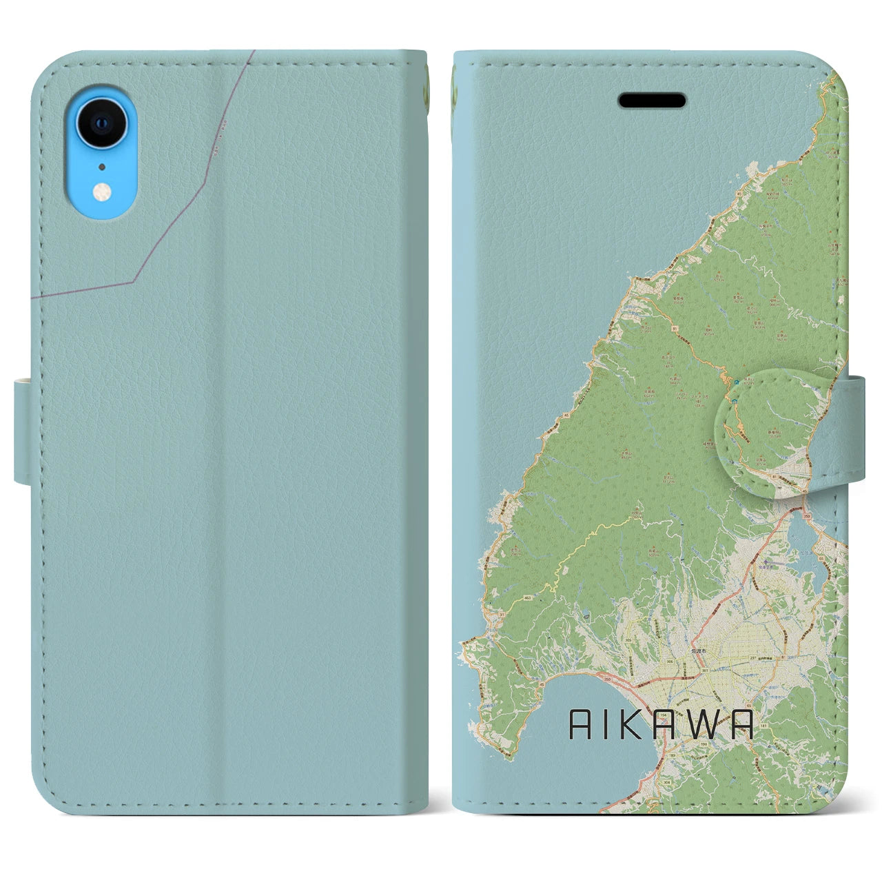 【相川(新潟県)】地図柄iPhoneケース(手帳タイプ)ナチュラル・iPhone XR 用