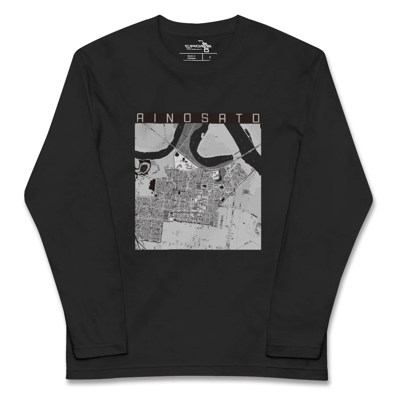 【あいの里(北海道)】地図柄ロングスリーブTシャツ