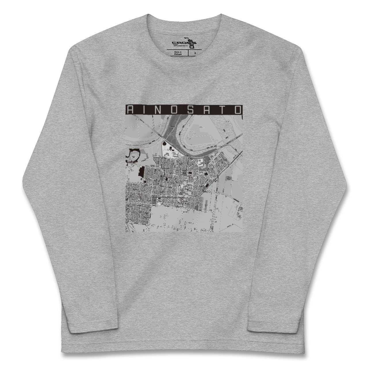 【あいの里(北海道)】地図柄ロングスリーブTシャツ