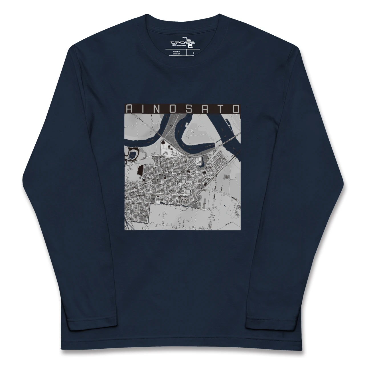 【あいの里(北海道)】地図柄ロングスリーブTシャツ