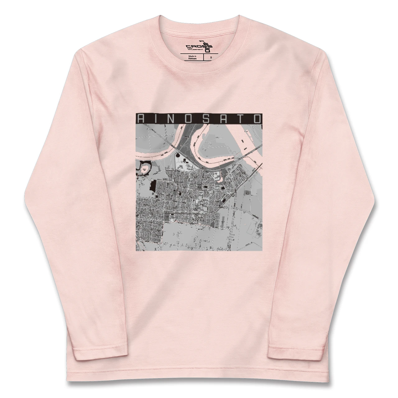 【あいの里(北海道)】地図柄ロングスリーブTシャツ