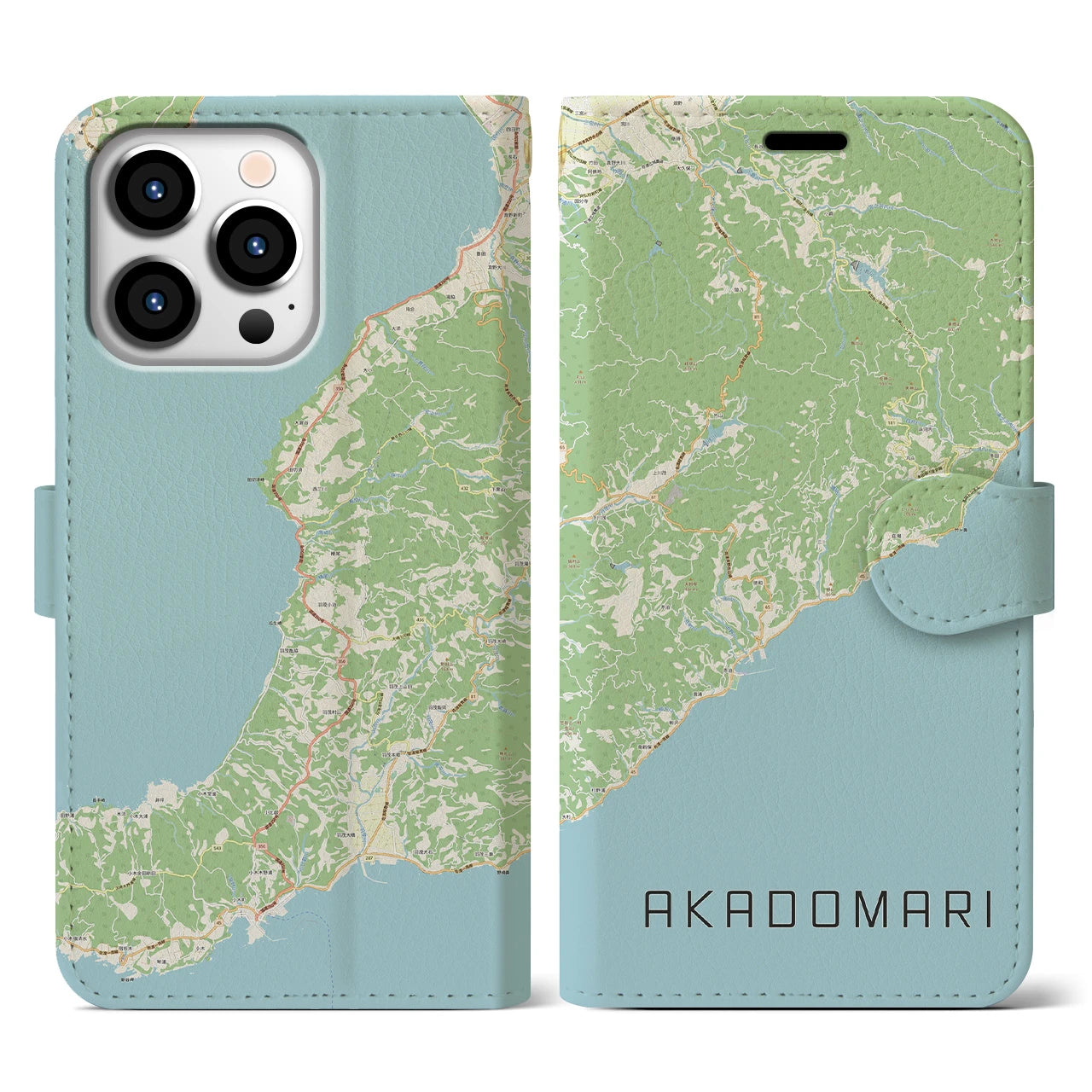 【赤泊(新潟県)】地図柄iPhoneケース(手帳タイプ)ナチュラル・iPhone 13 Pro 用