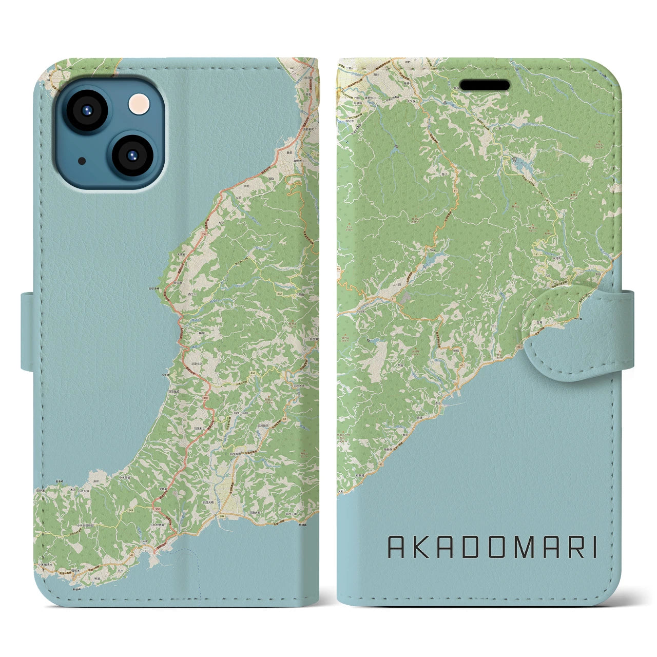 【赤泊(新潟県)】地図柄iPhoneケース(手帳タイプ)ナチュラル・iPhone 13 用
