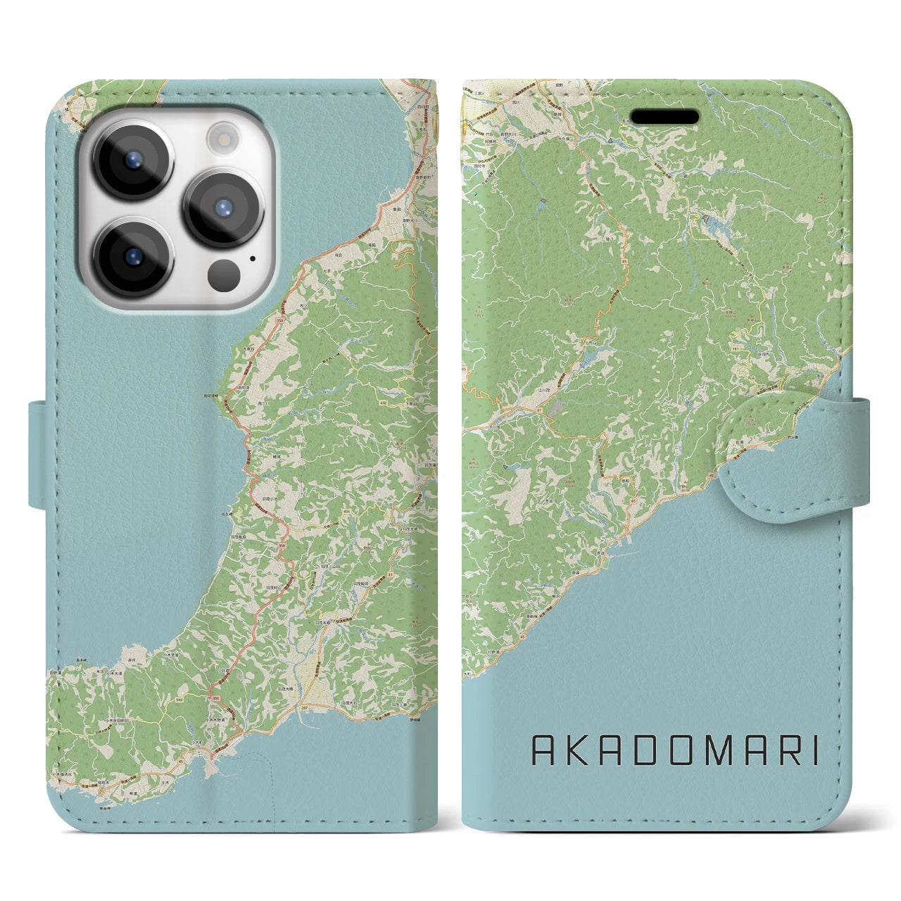 【赤泊(新潟県)】地図柄iPhoneケース(手帳タイプ)ナチュラル・iPhone 14 Pro 用