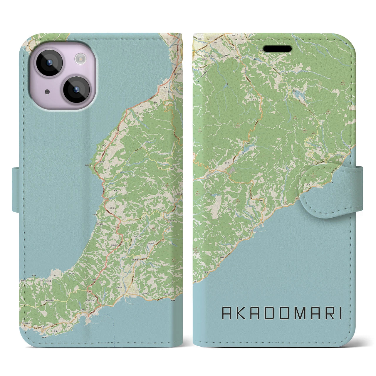 【赤泊(新潟県)】地図柄iPhoneケース(手帳タイプ)ナチュラル・iPhone 14 用