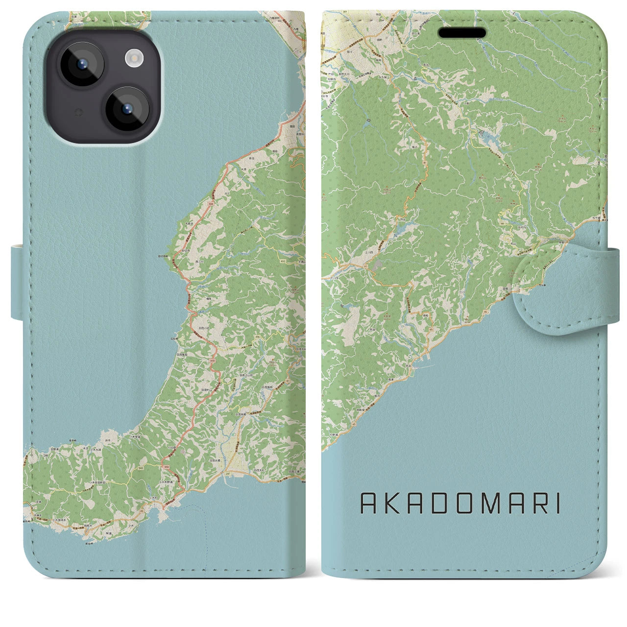 【赤泊(新潟県)】地図柄iPhoneケース(手帳タイプ)ナチュラル・iPhone 14 Plus 用