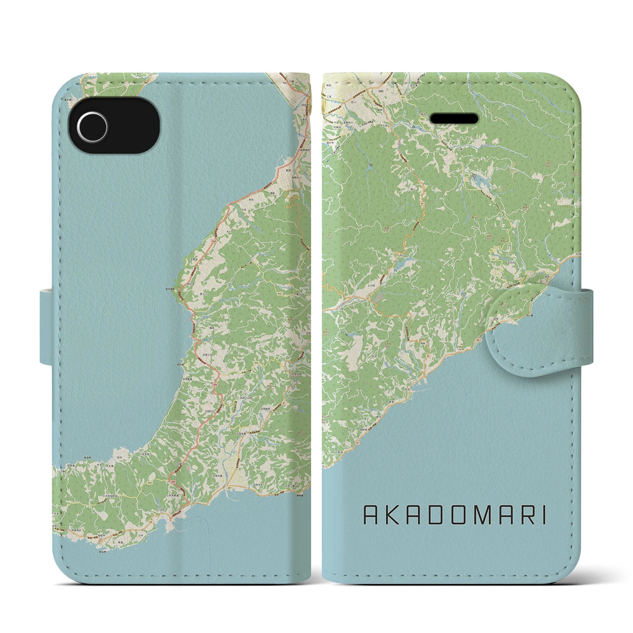 【赤泊(新潟県)】地図柄iPhoneケース(手帳タイプ)ナチュラル・iPhone SE(第3 / 第2世代) / 8 / 7 / 6s / 6 用