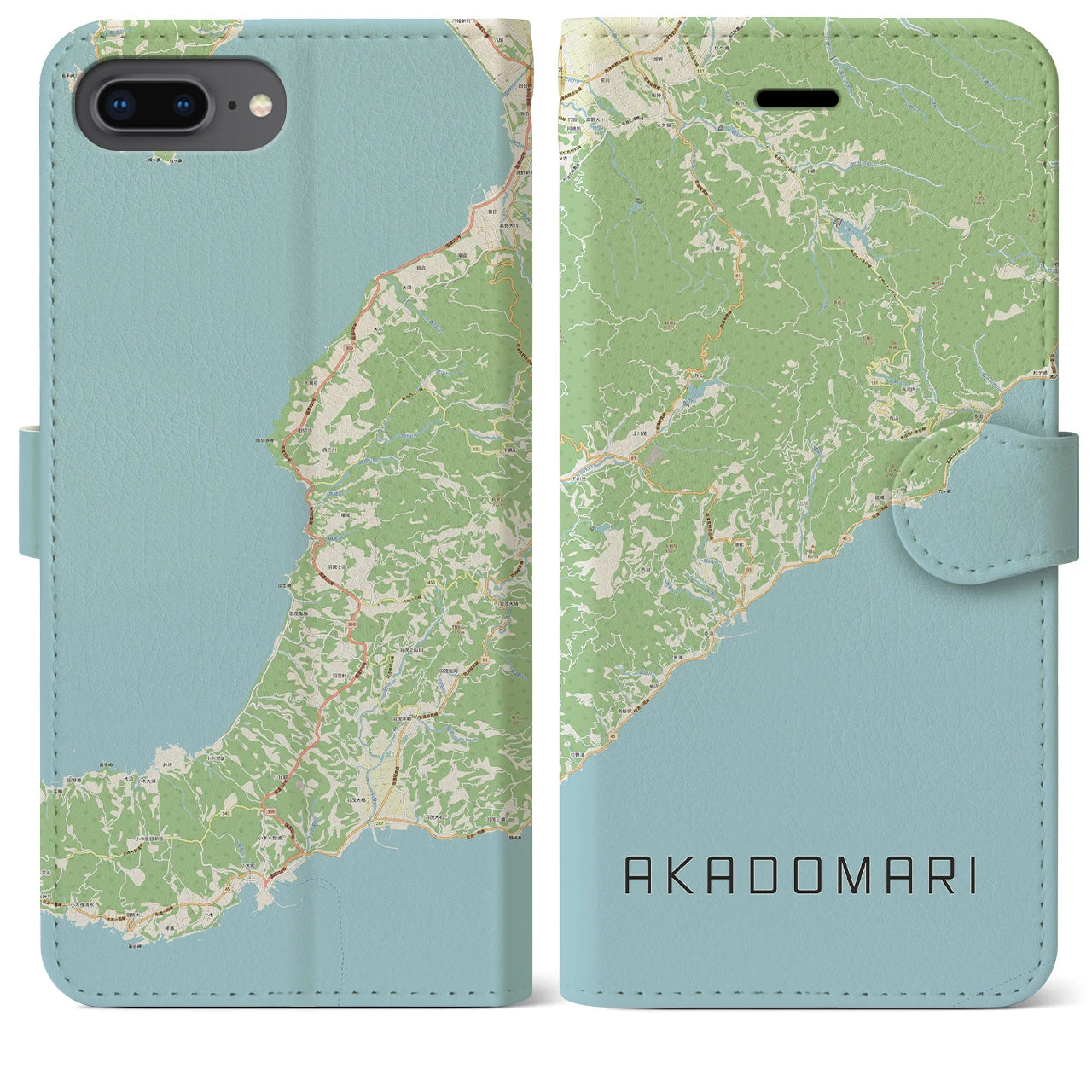 【赤泊(新潟県)】地図柄iPhoneケース(手帳タイプ)ナチュラル・iPhone 8Plus /7Plus / 6sPlus / 6Plus 用