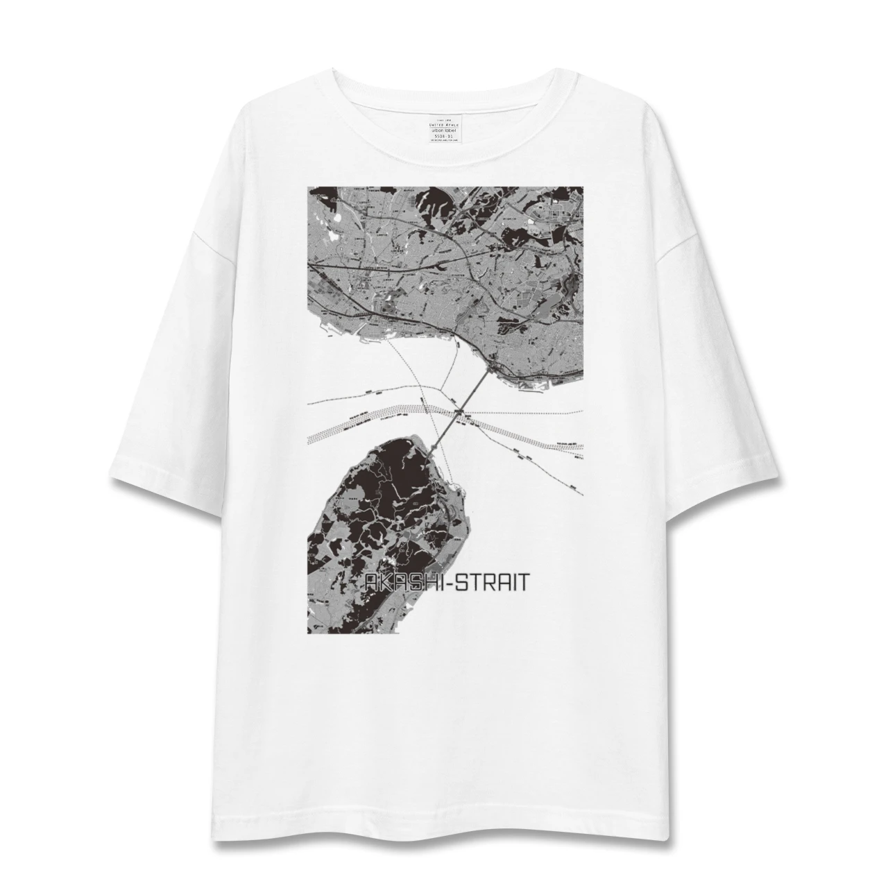 【明石海峡(兵庫県)】地図柄ビッグシルエットTシャツ