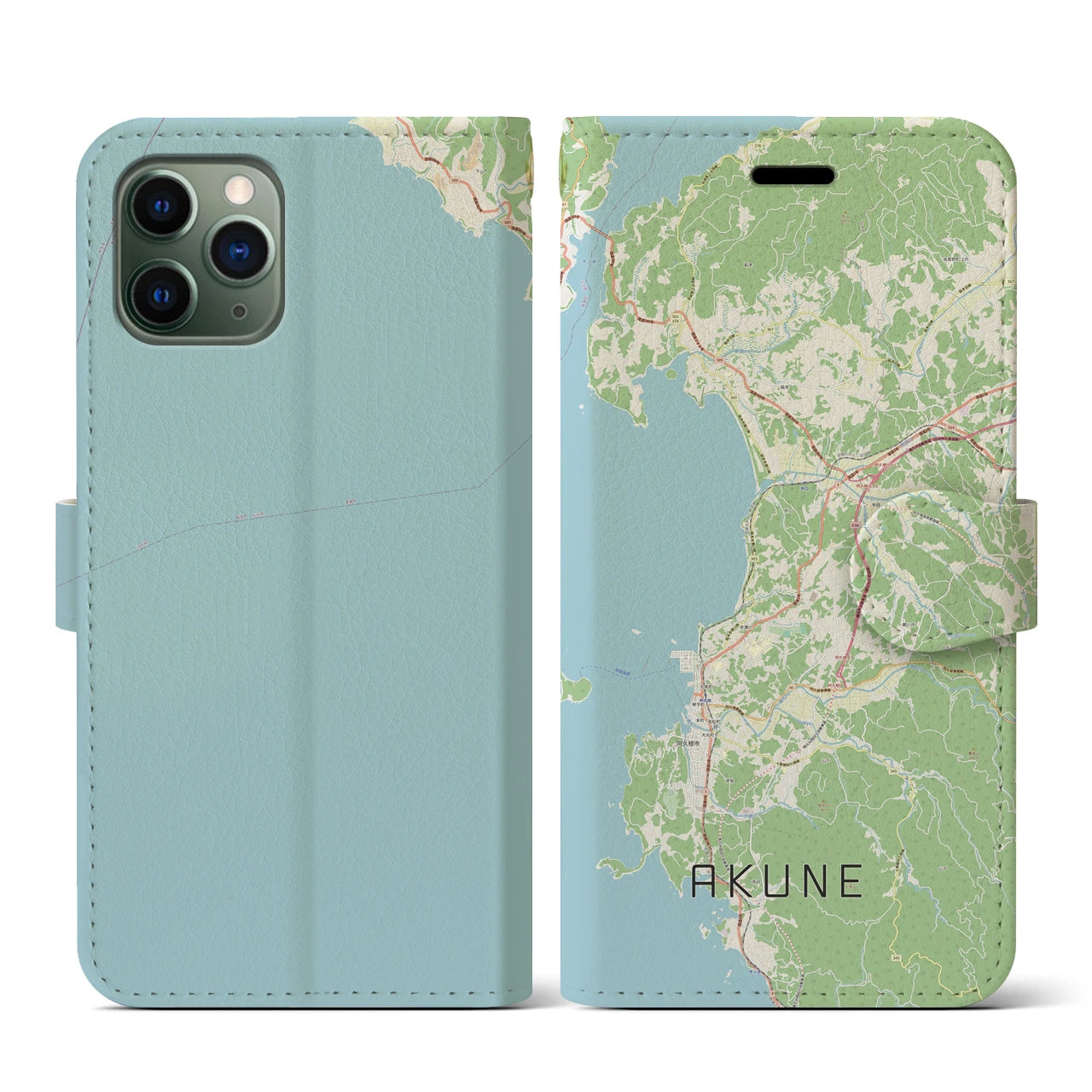【阿久根(鹿児島県)】地図柄iPhoneケース(手帳タイプ)ナチュラル・iPhone 11 Pro 用