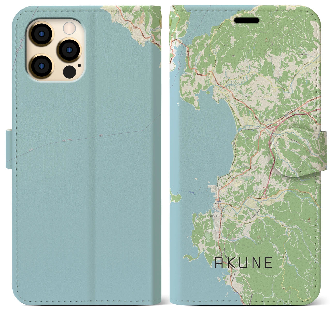 【阿久根(鹿児島県)】地図柄iPhoneケース(手帳タイプ)ナチュラル・iPhone 12 Pro Max 用