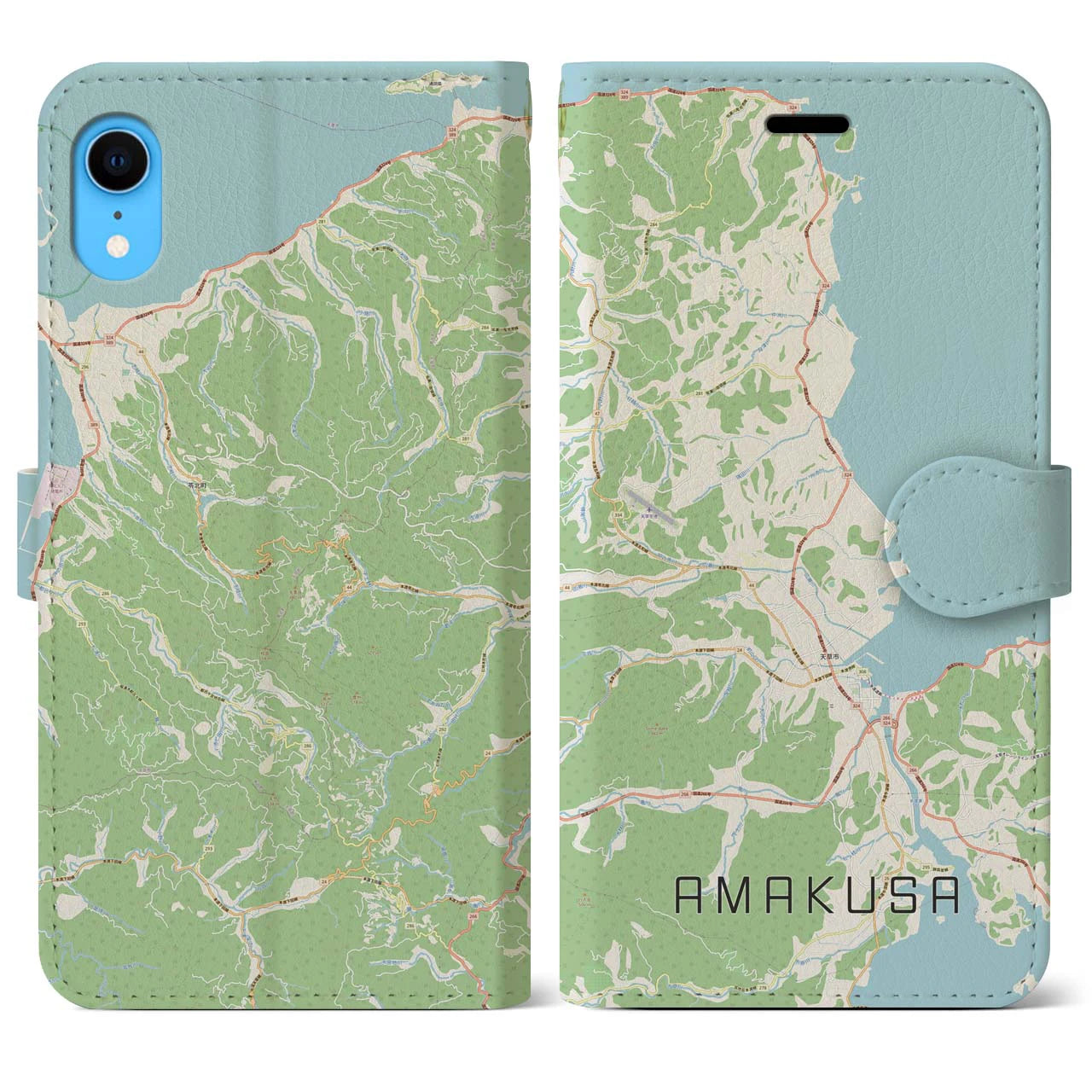 【天草(熊本県)】地図柄iPhoneケース(手帳タイプ)ナチュラル・iPhone XR 用