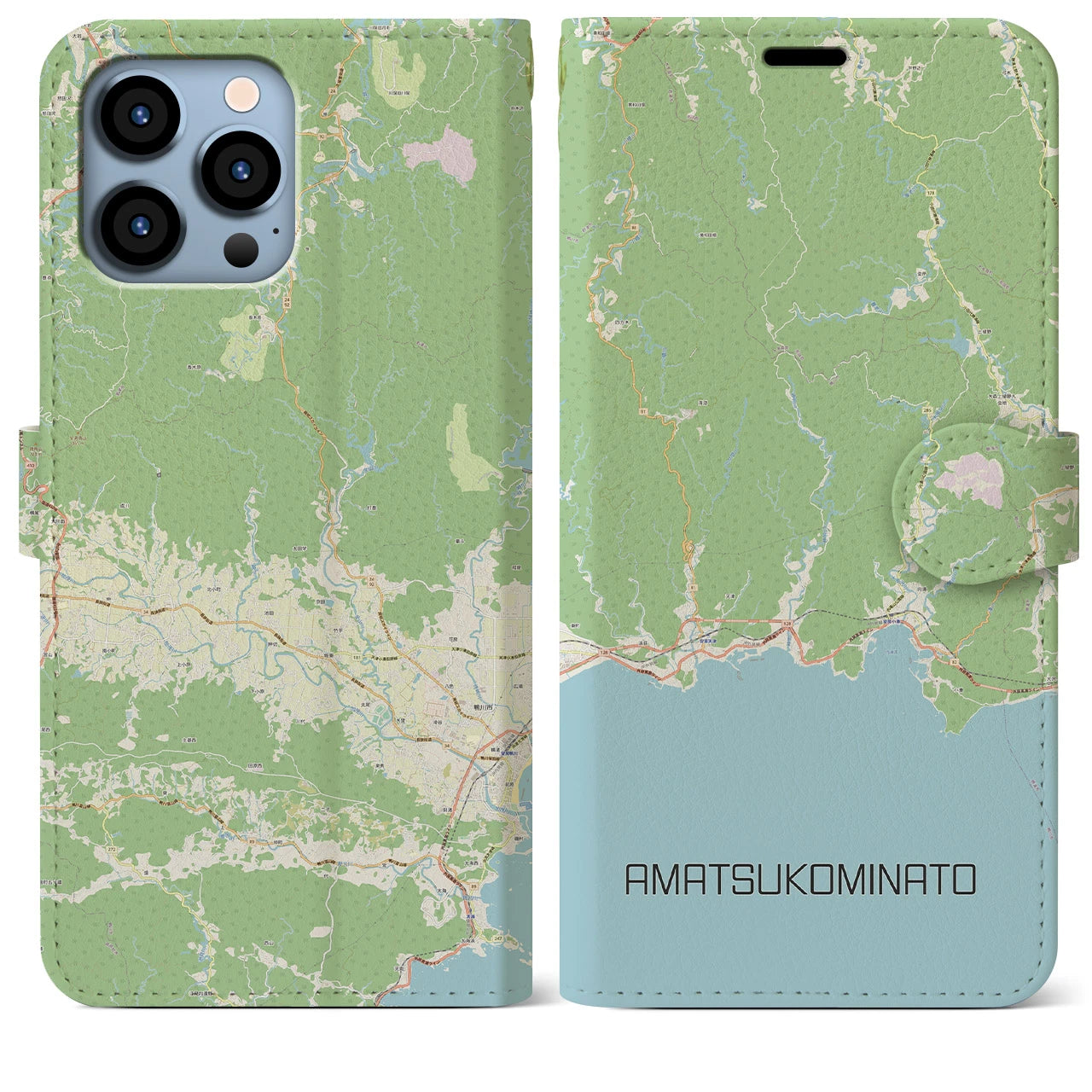 【天津小湊(千葉県)】地図柄iPhoneケース(手帳タイプ)ナチュラル・iPhone 13 Pro Max 用
