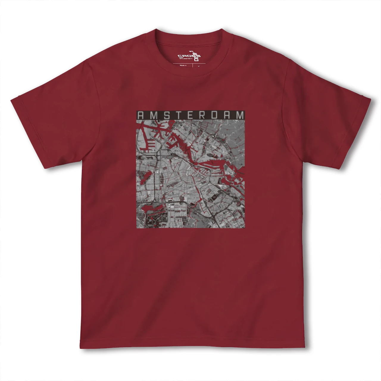 【アムステルダム(オランダ)】地図柄ヘビーウェイトTシャツ