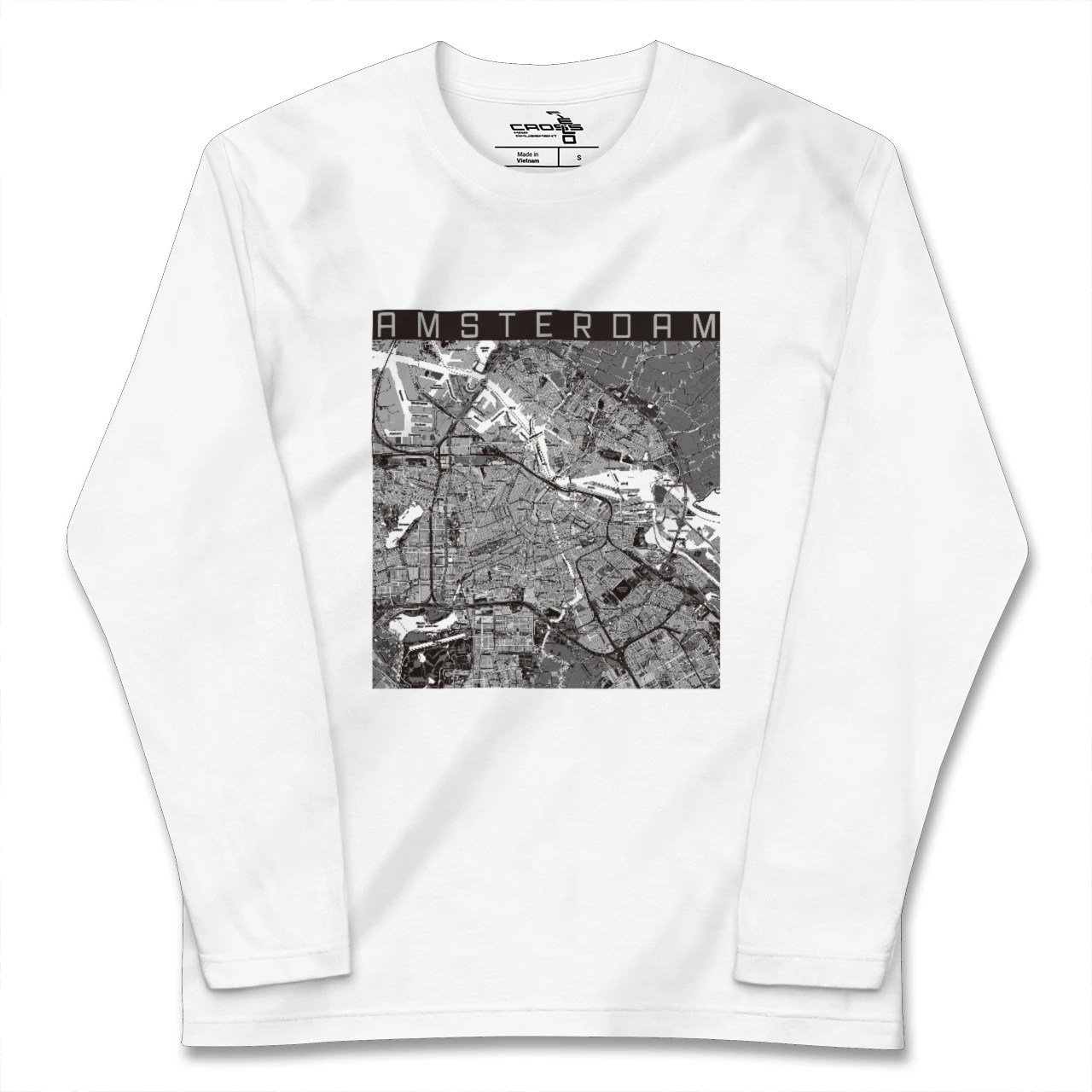 【アムステルダム(オランダ)】地図柄ロングスリーブTシャツ