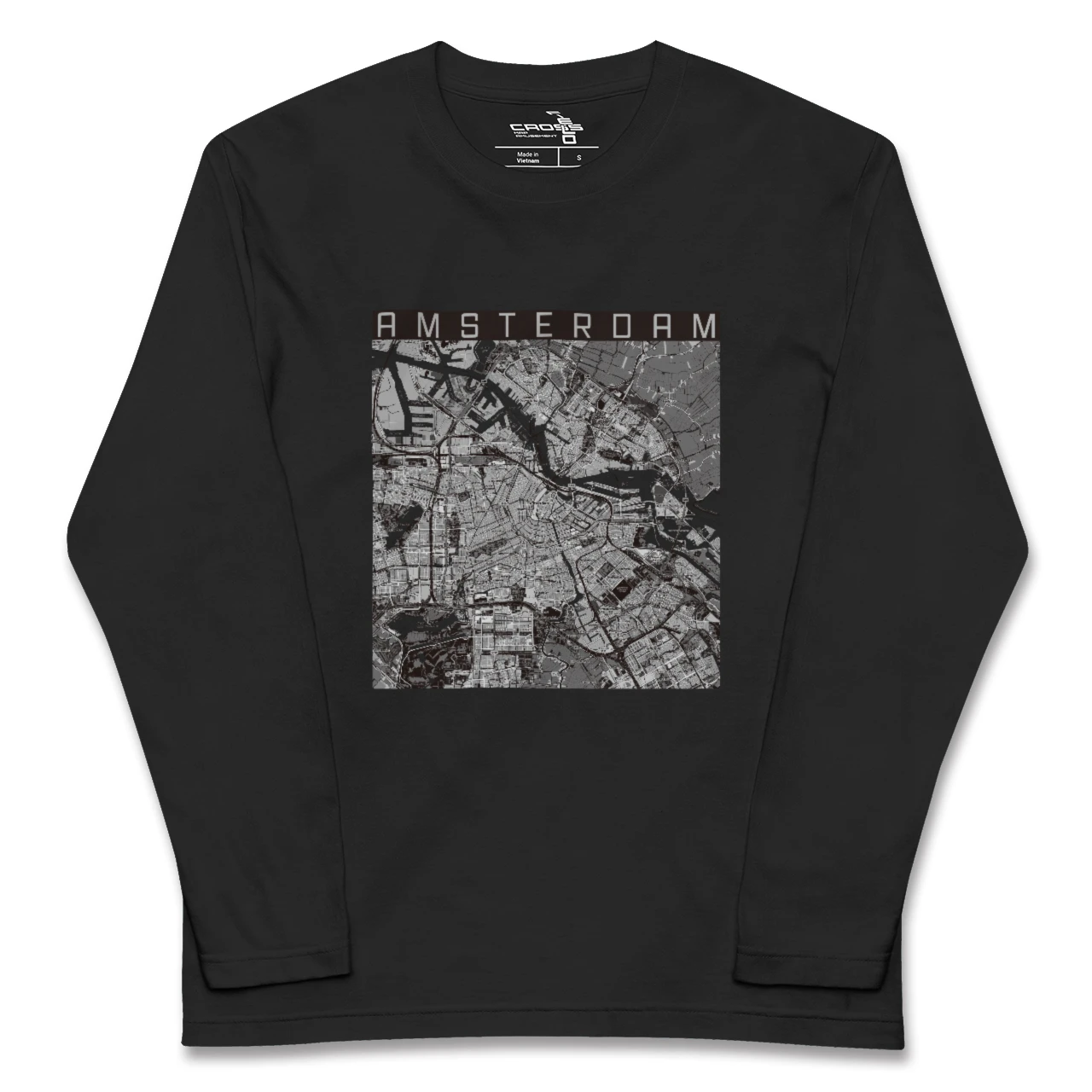 【アムステルダム(オランダ)】地図柄ロングスリーブTシャツ