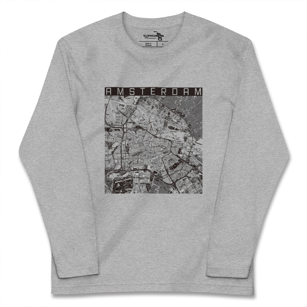 【アムステルダム(オランダ)】地図柄ロングスリーブTシャツ