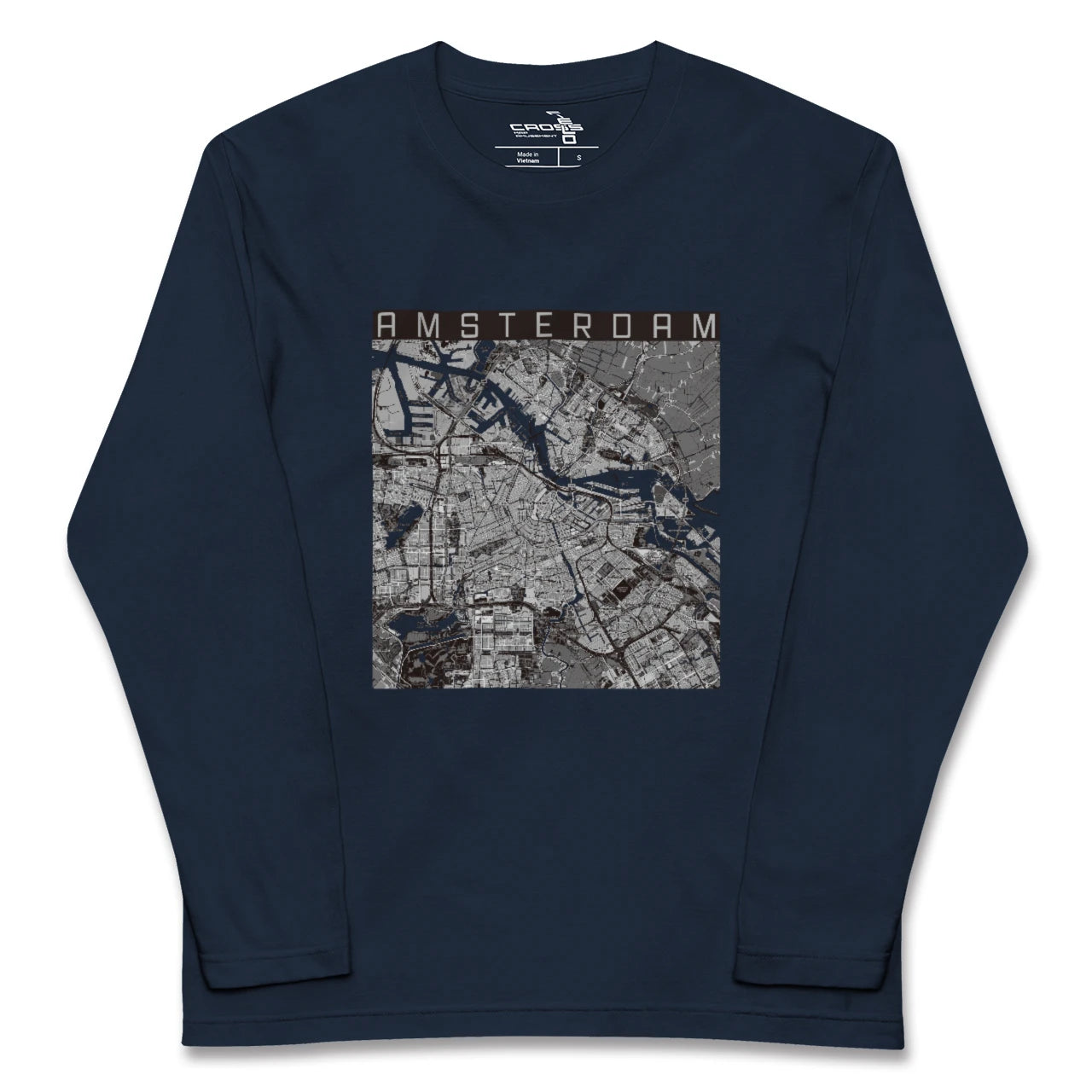 【アムステルダム(オランダ)】地図柄ロングスリーブTシャツ
