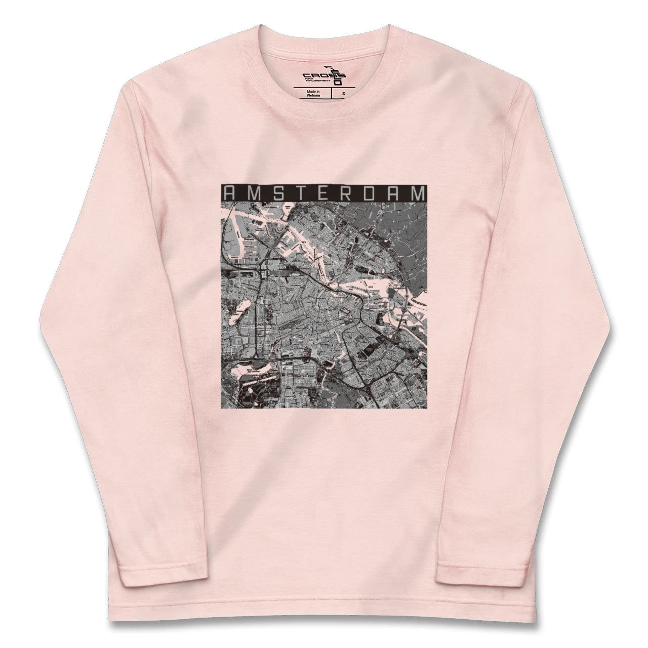【アムステルダム(オランダ)】地図柄ロングスリーブTシャツ