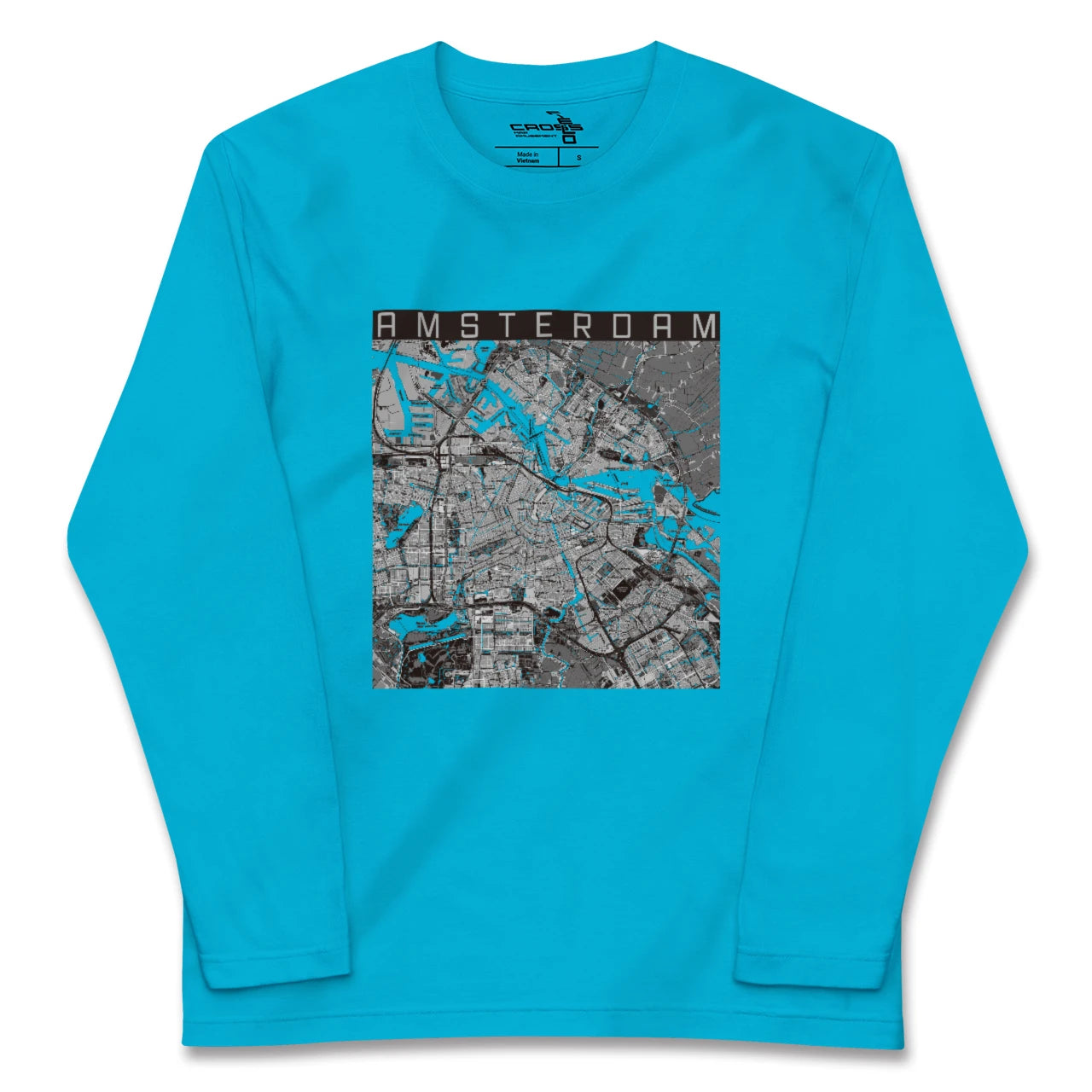 【アムステルダム(オランダ)】地図柄ロングスリーブTシャツ