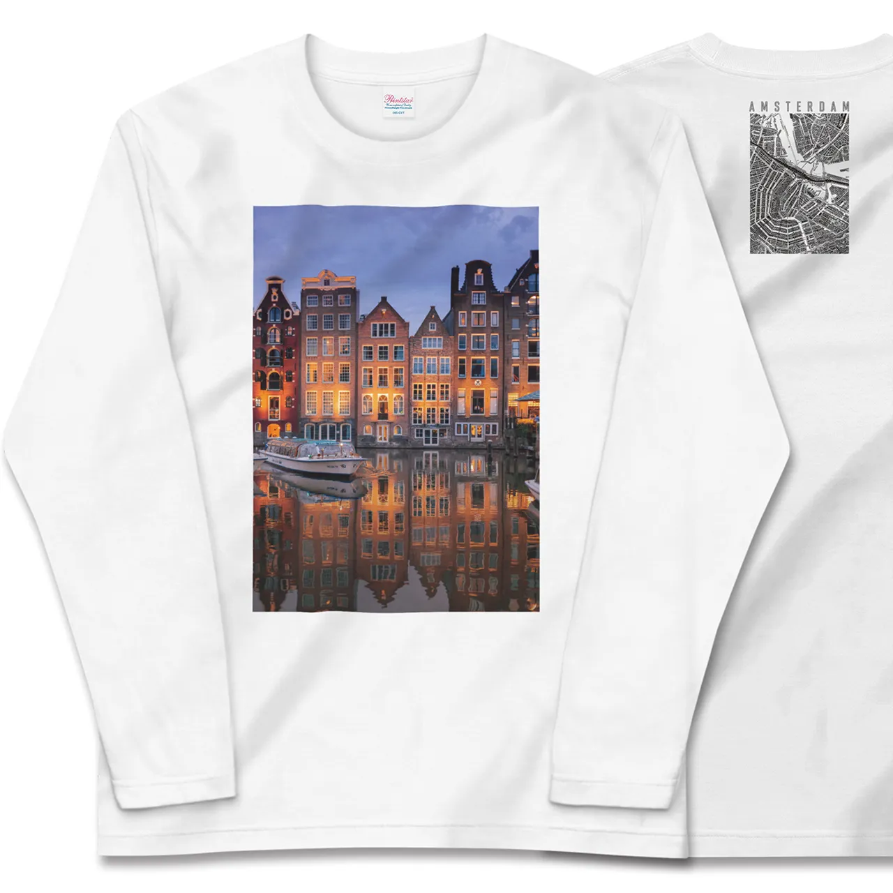 【アムステルダム(オランダ)】Map World ロングスリーブTシャツ