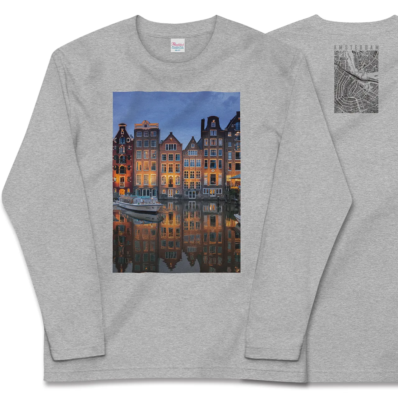 【アムステルダム(オランダ)】Map World ロングスリーブTシャツ