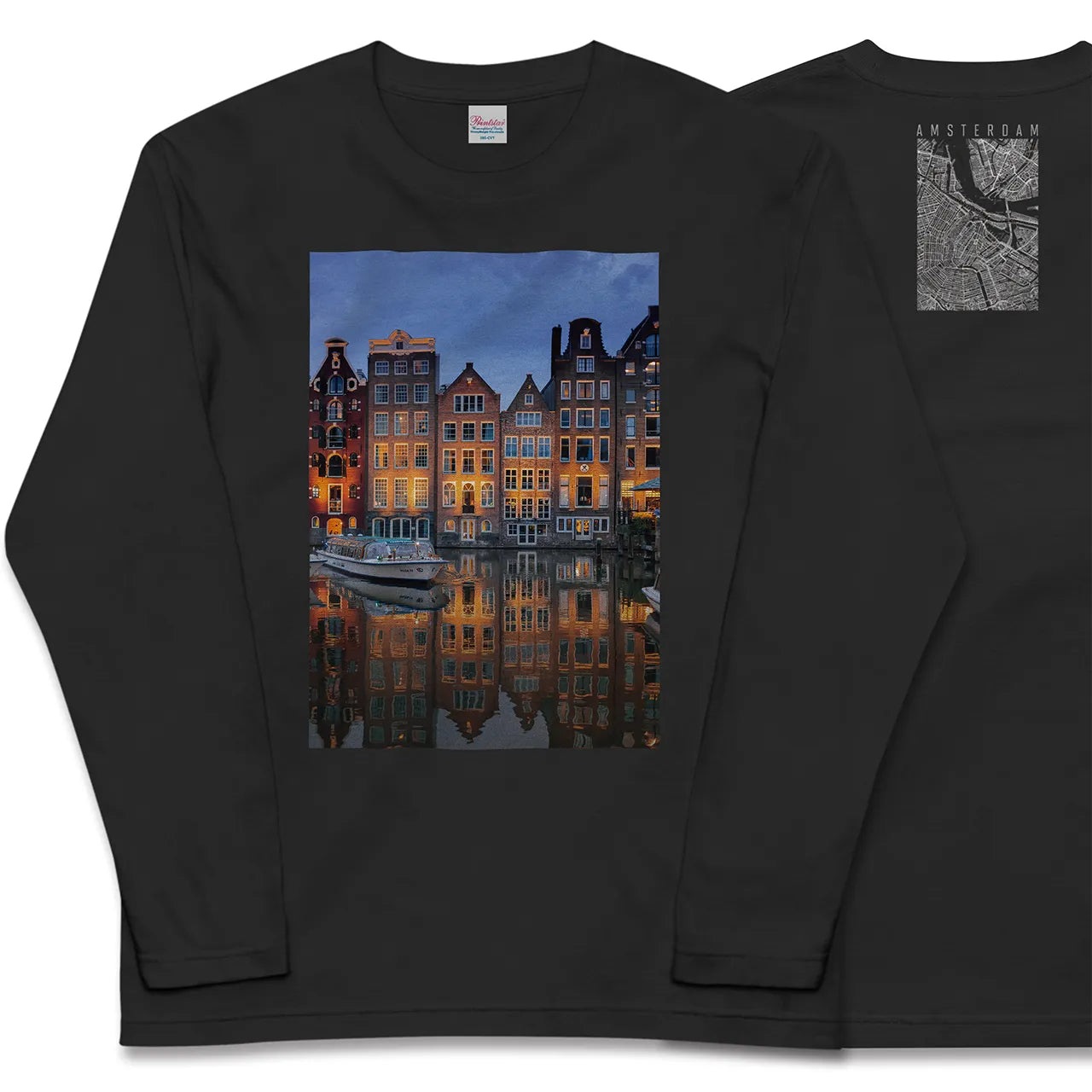 【アムステルダム(オランダ)】Map World ロングスリーブTシャツ