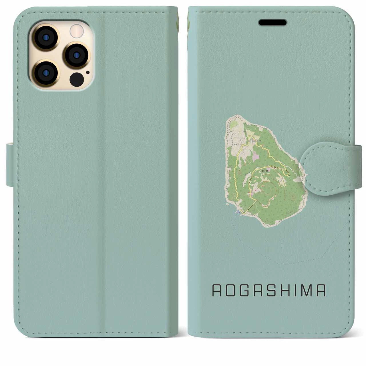 【青ヶ島(東京都)】地図柄iPhoneケース(手帳タイプ)ナチュラル・iPhone 12 Pro Max 用